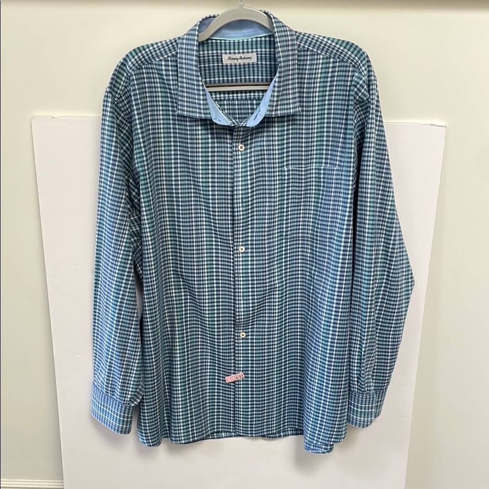 Tommy Bahama Men's Blue Checkered Shirt